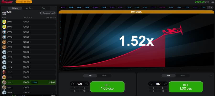 Spribe kaszinók Aviator játék