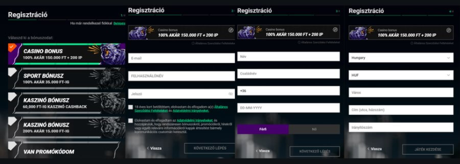 regisztráció lépései