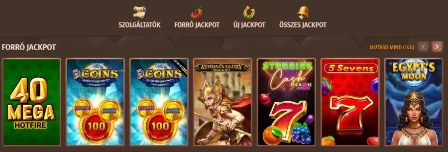 jackpot részleget, 