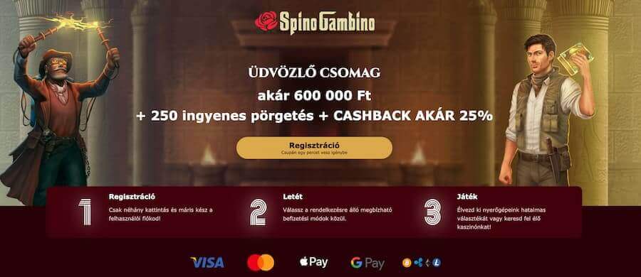 Spino Gambino értékelés üdvözlő ajánlat