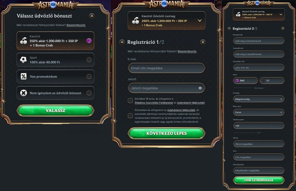 Astromania értékelés regisztráció